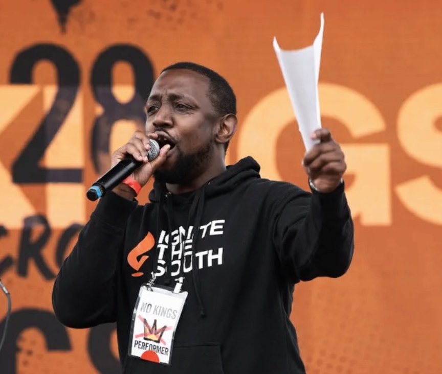 Chas Moore speaking at a rally